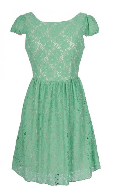 Give Me A Reason Capsleeve Floral Lace Dress in Mint